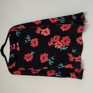 Express Poppy Flower Button-sleeve Blouse